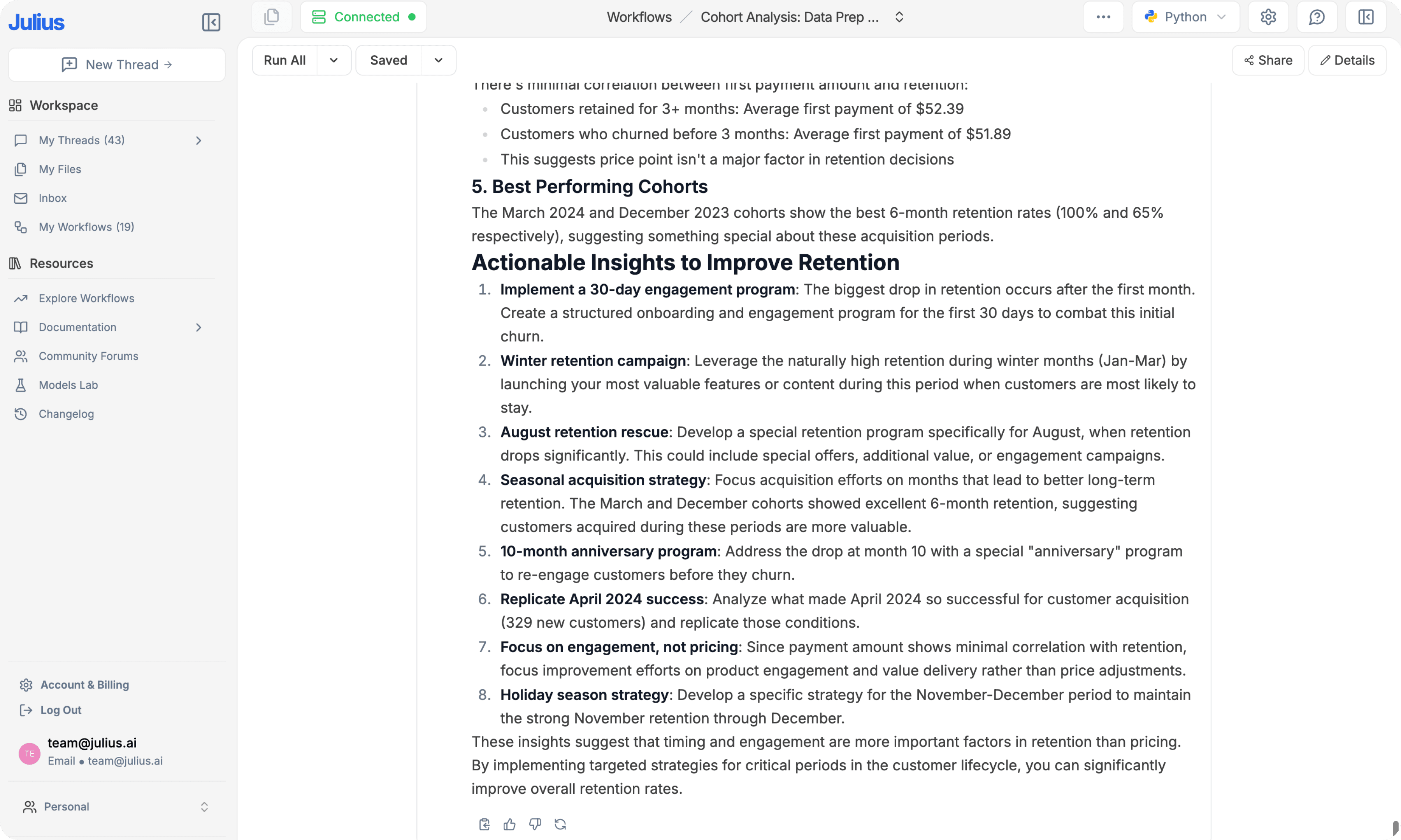 Performance review and goal tracking insights.