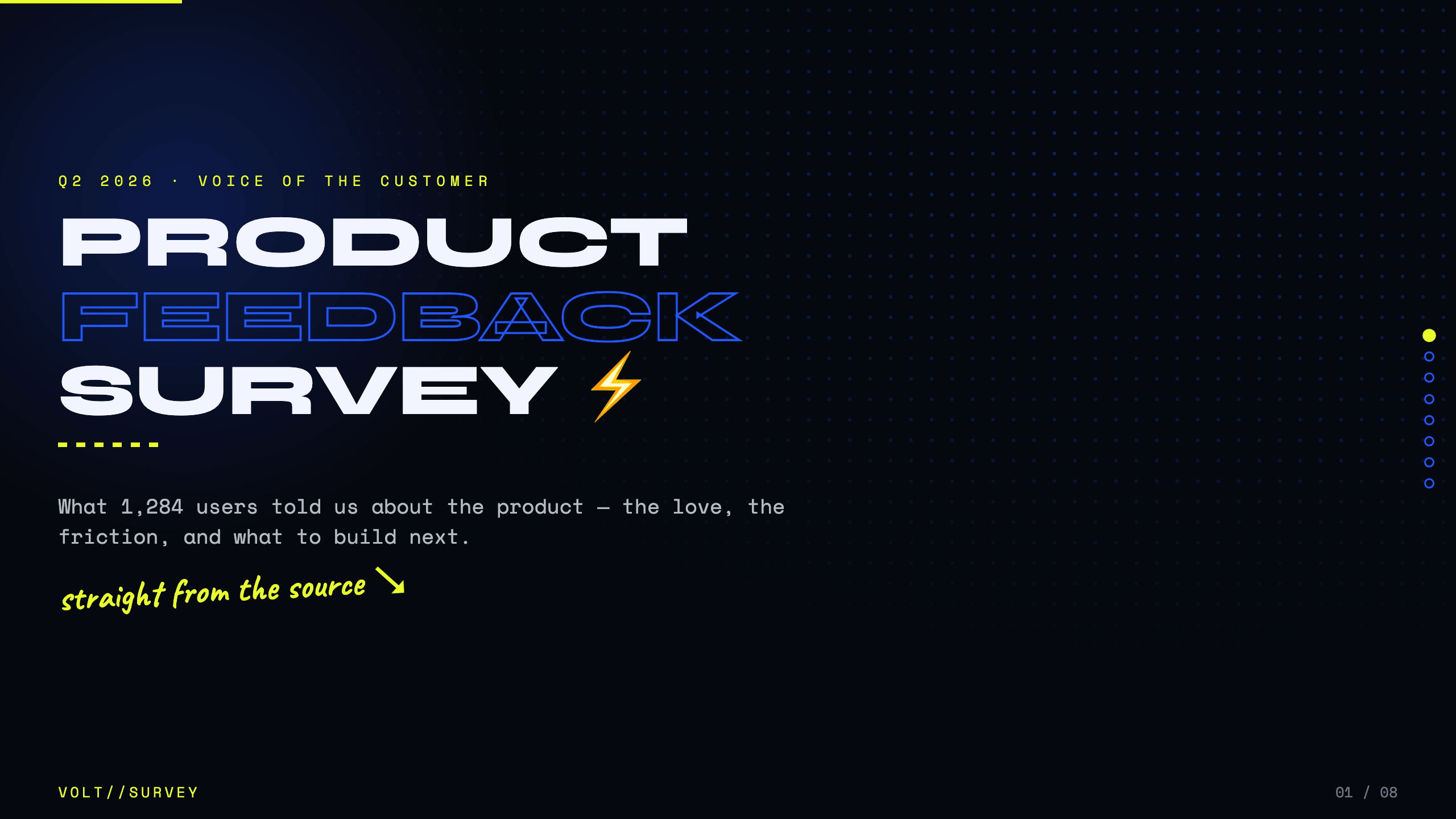 Product feedback survey example deck made in Julius