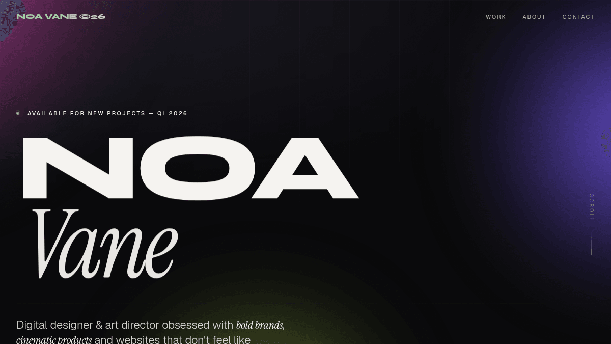 Creative portfolio example website made in Julius