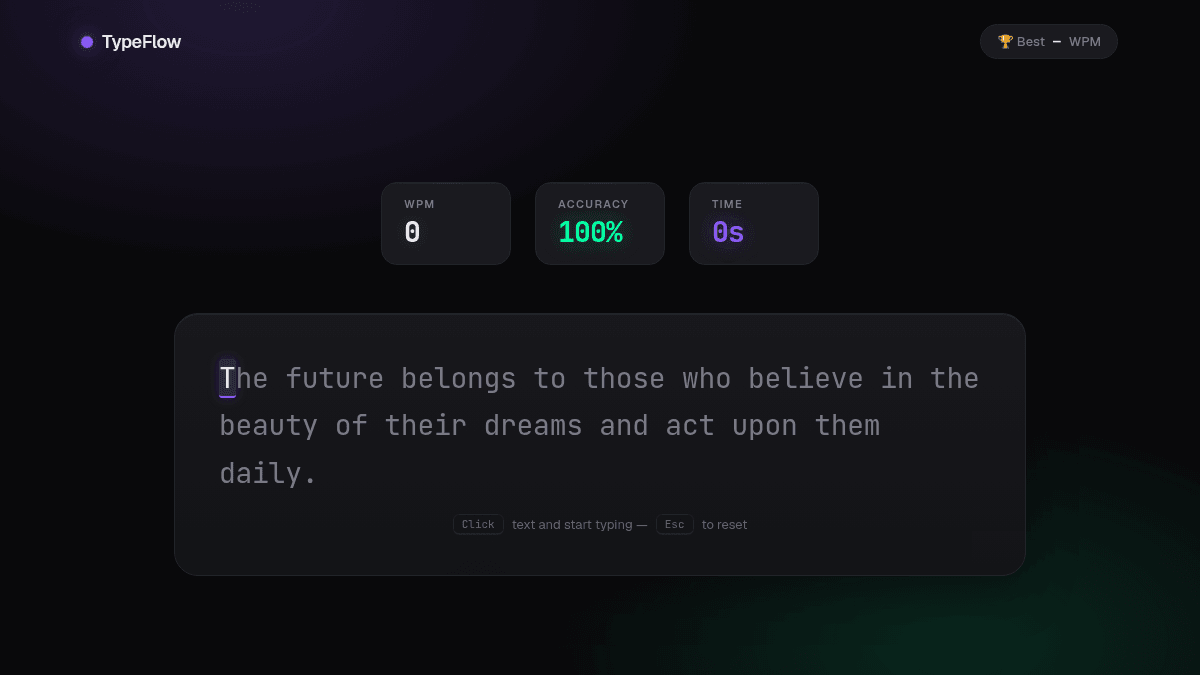 Typing speed test example website made in Julius